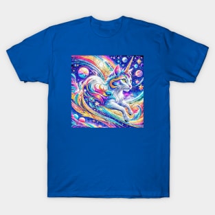 Rainbow Galaxy Unicorn Kitten T-Shirt